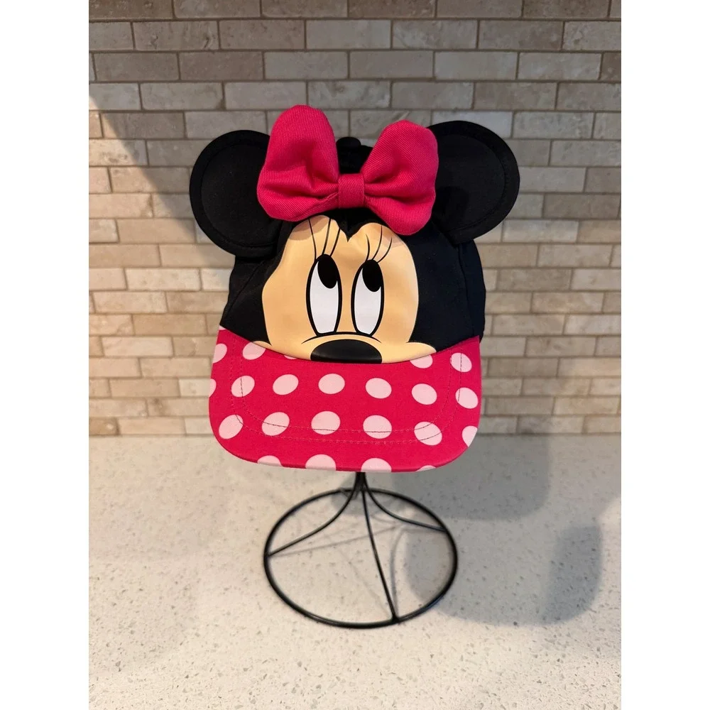 Disney Minnie Mouse Baseball Cap 3D Ears Pink Polka Dot Bow Black